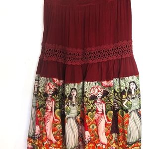 Handmade Frida kahlo maxi swirl skirt